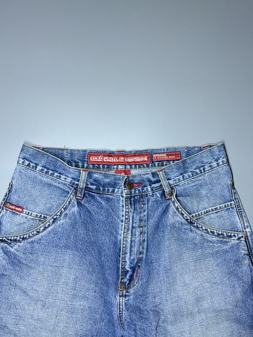 Ecko Unltd. Denim Foundry 72 Stitches Shorts (Category: Shorts) located in Manila. Submitted by adroitamar51133 (Listing ID 1464029552, Image 2). Description: - Classic blue denim shorts from Ecko Unltd. Denim Foundry. - Model: 72 Stitches Short. - Features iconic Ecko branding and details. - Ideal for everyday casual wear..
