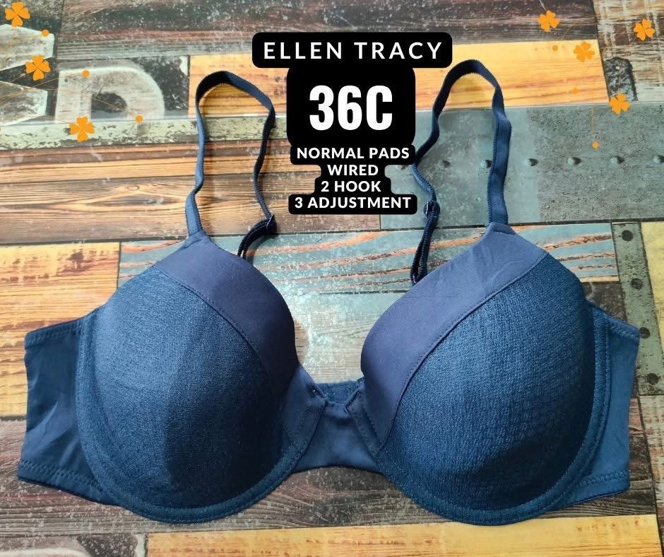 Ellen Tracy 36C Normal Pads Wired Bra (Category: Undergarments & Loungewear) located in Manila. Submitted by siashop. (Listing ID 1464050228, Image 1). Description: - Brand: Ellen Tracy - Size: 36C - Type: Wired bra with normal pads - Color: Dark blue - Features: 2 hooks, 3 adjustment settings - Ideal for: Everyday wear.
