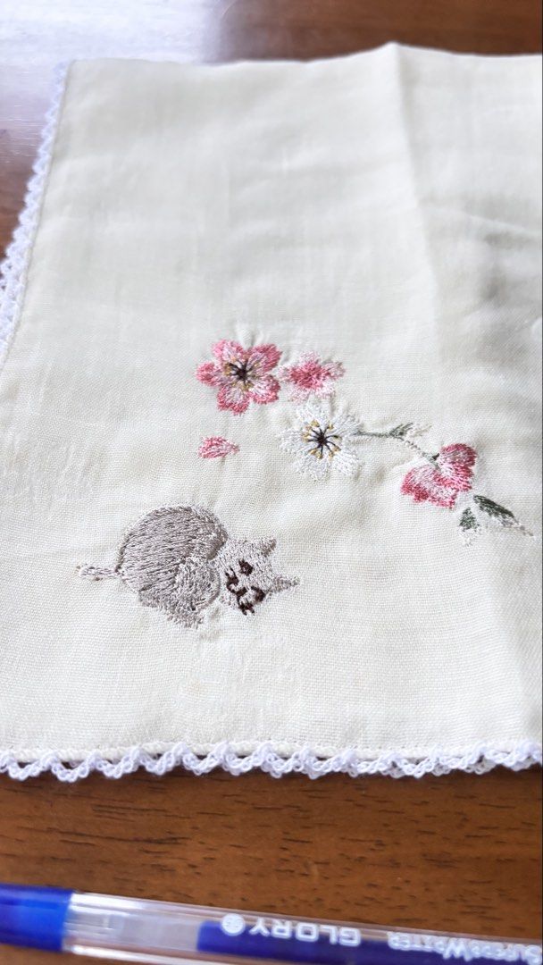 Embroidered hankerchief - with cat (Category: Other Accessories) located in Calamba. Submitted by cur8d (Listing ID 1464116747, Image 1). Description: .