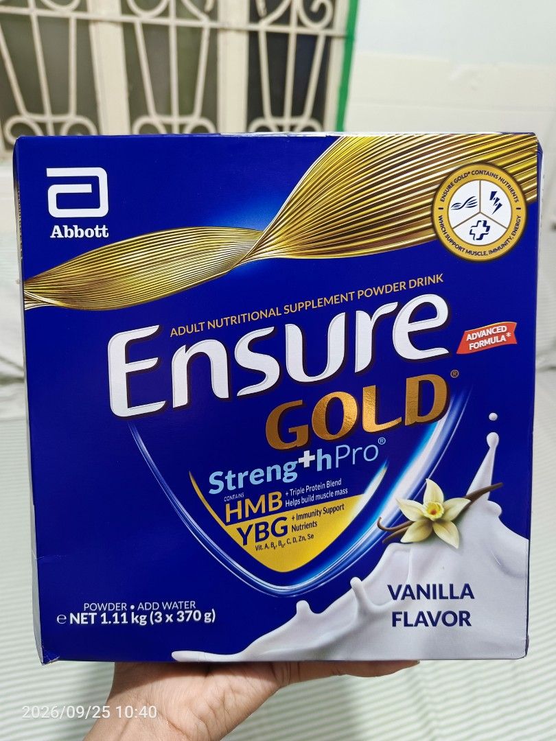 Ensure Gold 1.1kgs - March 2028 expiry (Category: Health Food, Drinks & Tonics) located in Taguig. Submitted by thebelgas (Listing ID 1463953473, Image 1). Description: March 2028 expiry Box dented.