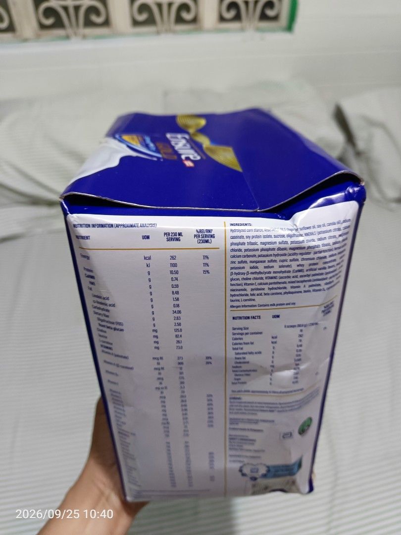Ensure Gold 1.1kgs - March 2028 expiry (Category: Health Food, Drinks & Tonics) located in Taguig. Submitted by thebelgas (Listing ID 1463953473, Image 3). Description: March 2028 expiry Box dented.