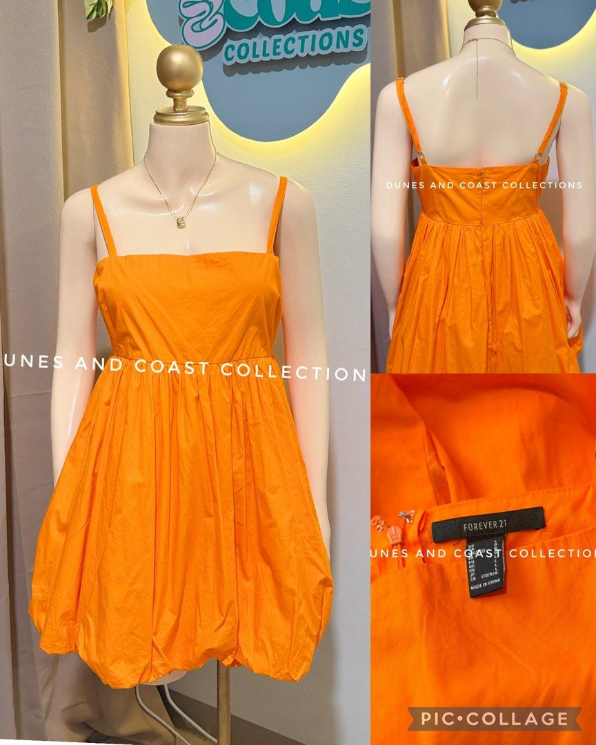 F21 - Orange Bubble Dress (Category: Dresses) located in Pasay City. Submitted by dunesandcoast.co (Listing ID 1463972422, Image 1). Description: Tag size: Large - Bestfit: Medium-Semi Large Bust: up to 36” Waist: up to 30” .