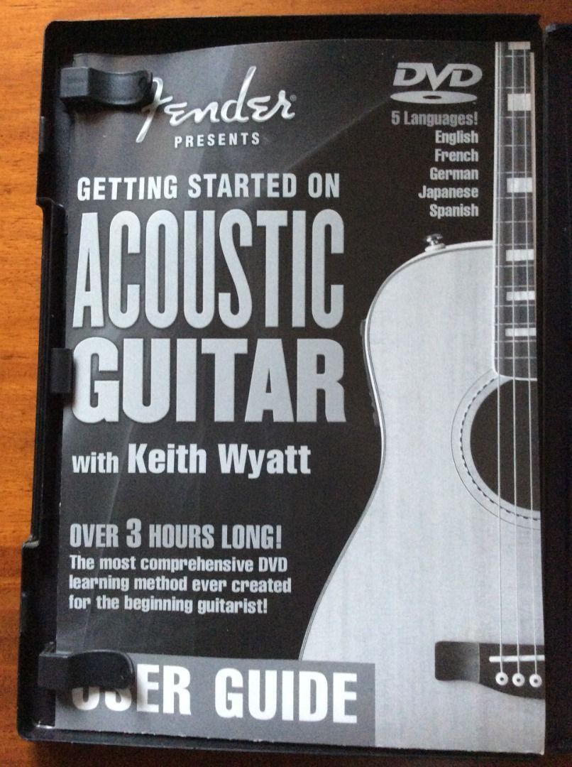 Fender Presents Getting Started on Acoustic Guitar DVD (Category: CDs & DVDs) located in Silang. Submitted by lawrencenorthey (Listing ID 1463945113, Image 2). Description: - 1. Learn acoustic guitar with Keith Wyatt - CD - Over 3 hours of lessons - 2. Learn electric Guitar with Keith Wyatt - CD - Over 3 hours of lessons - 3. Learn to Play Acoustic Guitar Songs - CD - Over 3 hours of lessons - 50+ interactive lessons - Covers tuning, Rock, Blues,