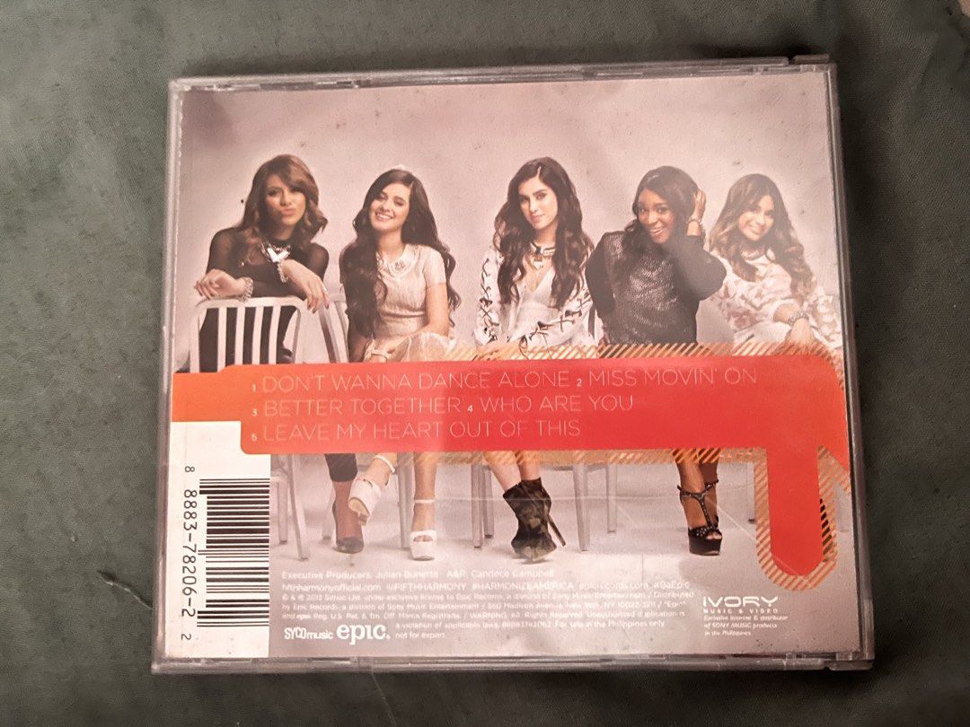 Fifth Harmony Better Together CD (Category: CDs & DVDs) located in Manila. Submitted by alexeikaramazov (Listing ID 1463997559, Image 2). Description: - Fifth Harmony's 'Better Together' CD - Includes hit songs: 'Don't Wanna Dance Alone', 'Miss Movin' On', 'Better Together', 'Who Are You', and 'Leave My Heart Out Of This' - Perfect for any Fifth Harmony fan!.