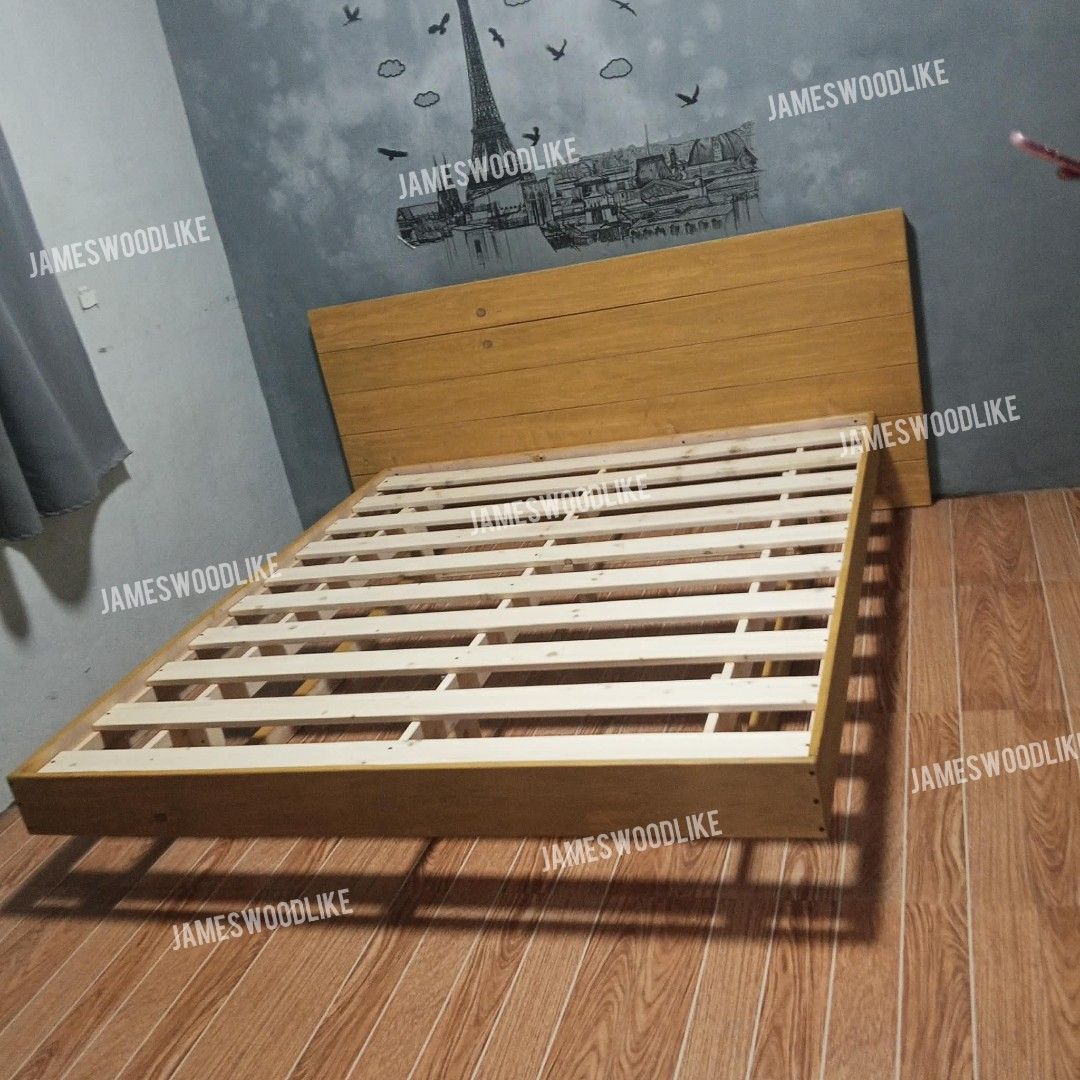 FLOATING BED (Category: Bed Frames & Mattresses) located in General Trias. Submitted by jameswoodlike (Listing ID 1463987106, Image 2). Description: ✨ FLOATING BED FRAME ✨ Give your bedroom that modern, minimalist look while saving space! 🛏️🤎 Made from 100% solid wood — built strong, built to last! ✅ Floating design ✅ Customizable sizes ✅ With or without headboard ✅ Add drawers or pull-out bed ✅ Made to order & customized to your needs 💯 This 