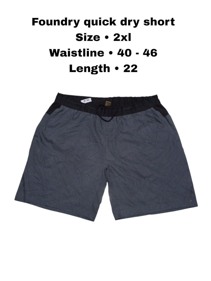 Foundry Quick Dry Shorts 2XL Grey Polyester (Category: Shorts) located in Magdalena. Submitted by magdalenathrift20 (Listing ID 1464069511, Image 1). Description: - Foundry Quick Dry Shorts - Size: 2XL - Waistline: 40-46 inches - Length: 22 inches - Material: 100% Polyester - Ideal for sports or lounging - Comfortable and breathable fabric.
