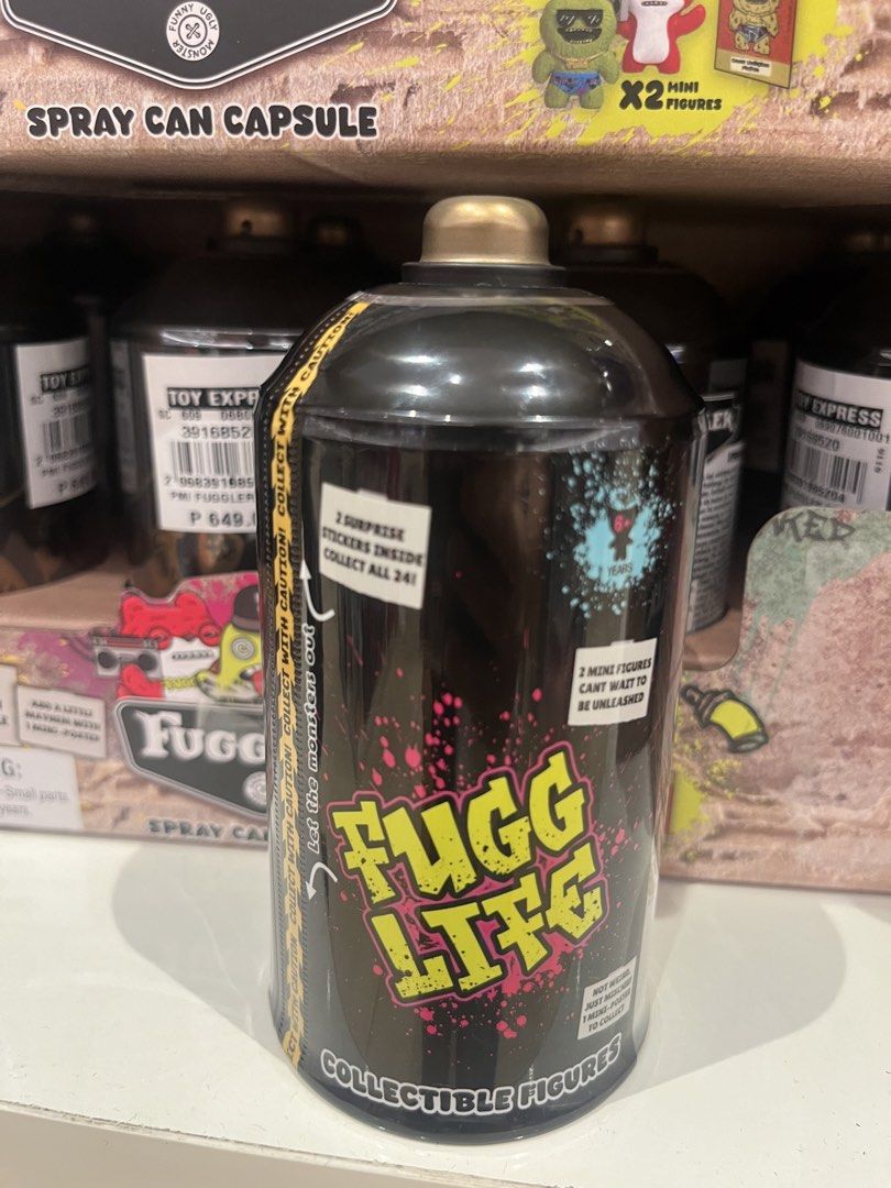 Fuggler “fugglife” spray can capsule (Category: Designer & Blind Box Toys) located in Cavite. Submitted by hobbyppiness (Listing ID 1464044453, Image 2). Description: Fuggler “fugglife” spray can capsule collectible figures brandnew sealed pre order atlist 2-3days .