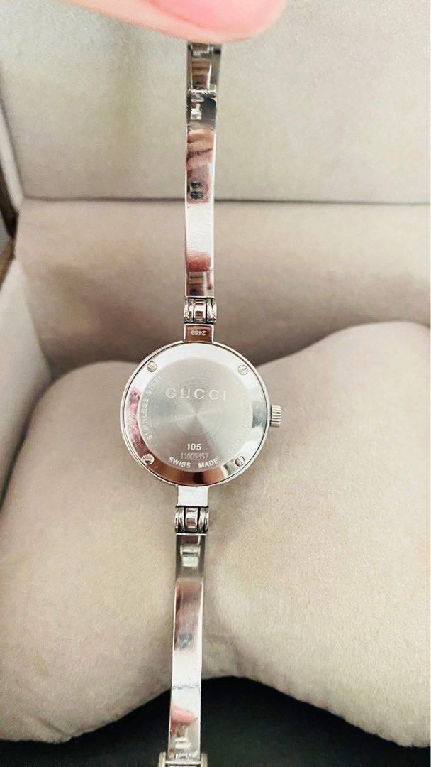 G Bangle 105 Watch (Category: Women's Watches) located in Manila. Submitted by annafinds (Listing ID 1464063217, Image 3). Description: ₱13,500 Auth G Bangle 105 Watch for Ladie’s -White Face w/ G Logo -Sapphire Glass -Swiss Made -Stainless Steel -Quartz Movement -Small to Medium Wrist Size -In Excellent Condition 😍😍😍 📌Disclaimer:📌 All Products, Names, Brands, and Logos are owned by their respective brand owners. We are not affiliated with t