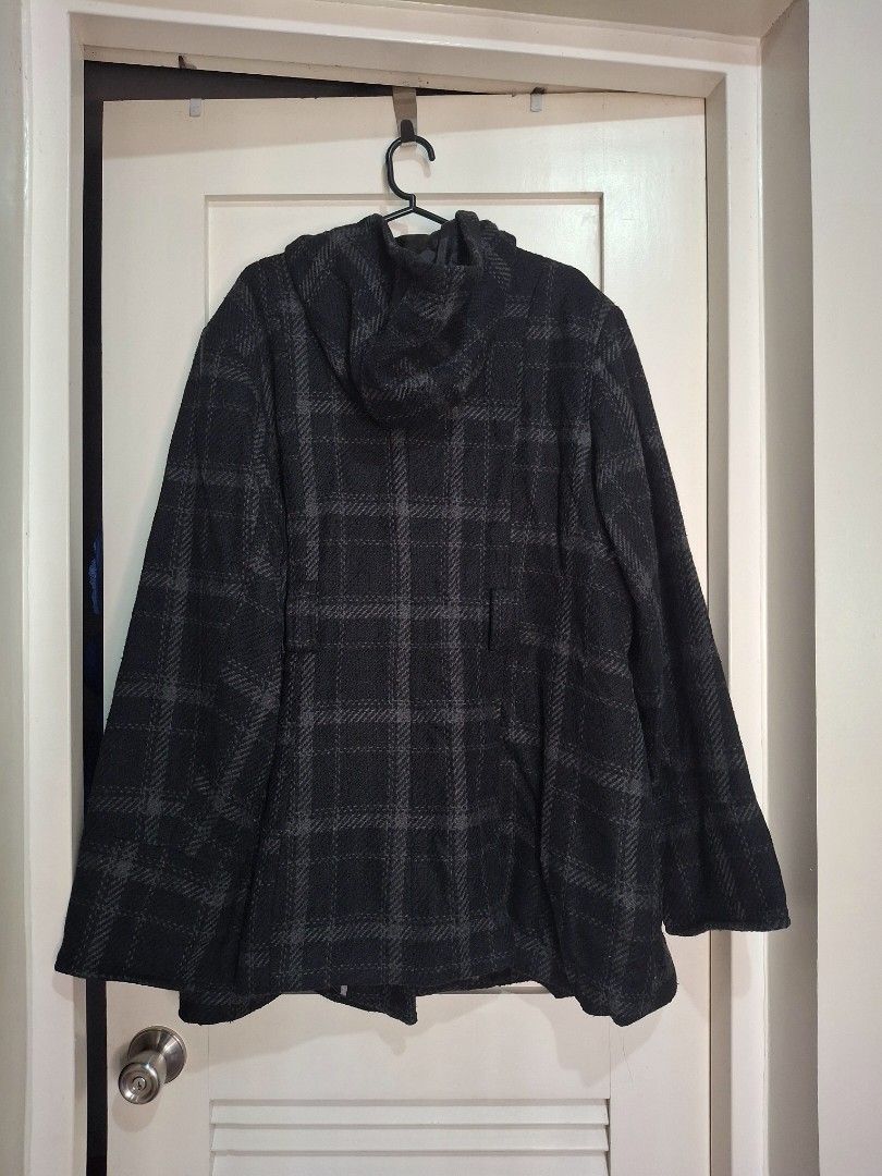 George Plaid Double-Breasted Coat (Category: Coats, Jackets and Outerwear) located in Mandaluyong City. Submitted by shams2026 (Listing ID 1464090463, Image 3). Description: - George dark grey plaid coat - Double-breasted with button closure - Ideal for cooler weather - Size 3X (fits sizes 22-24) - Washed. Needs ironing.