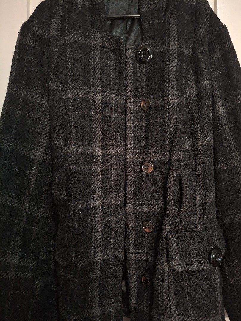 George Plaid Double-Breasted Coat (Category: Coats, Jackets and Outerwear) located in Mandaluyong City. Submitted by shams2026 (Listing ID 1464090463, Image 2). Description: - George dark grey plaid coat - Double-breasted with button closure - Ideal for cooler weather - Size 3X (fits sizes 22-24) - Washed. Needs ironing.