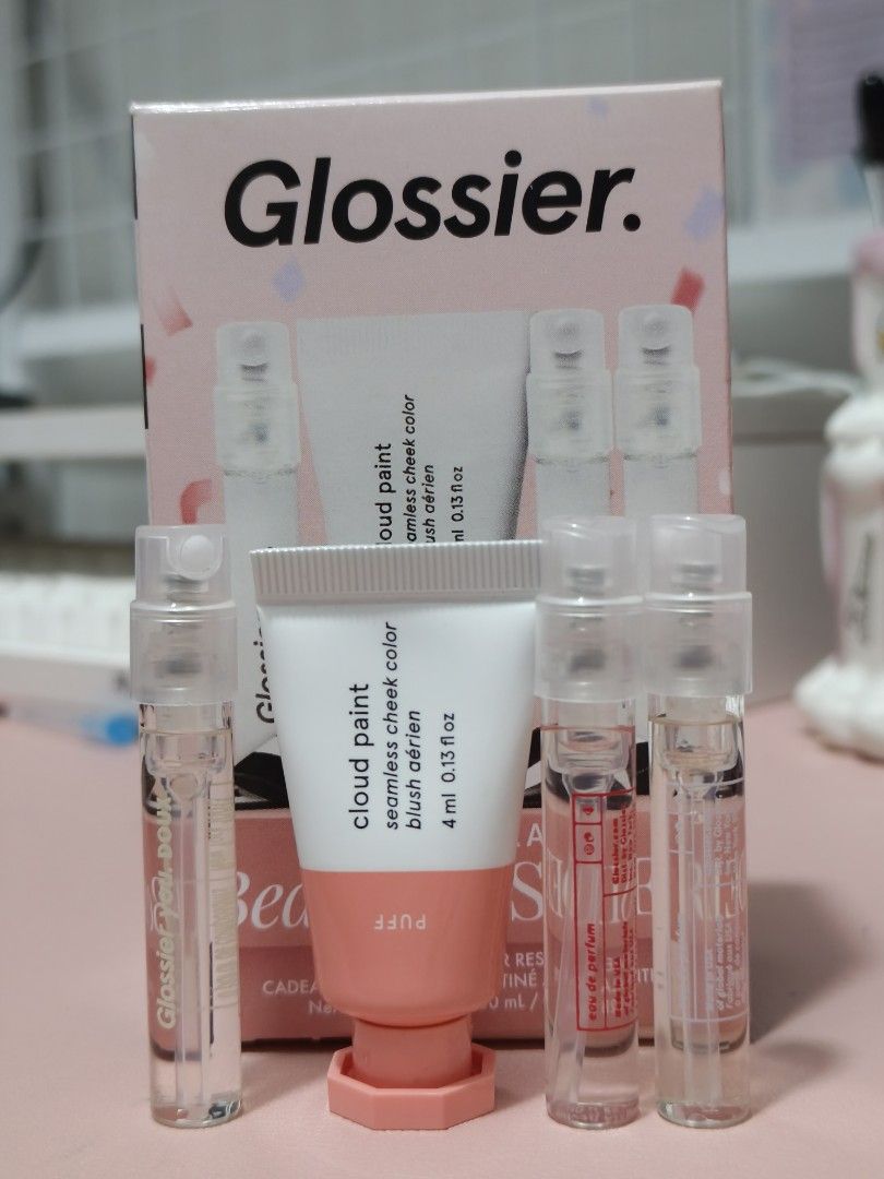 Glossier x Sephora (Category: Makeup) located in Rizal. Submitted by pinklemonade_ (Listing ID 1463995049, Image 1). Description: Glossier you, 1.5ml Glossier You, Doux 1.5ml Glossier You, Fleur 1.5ml.