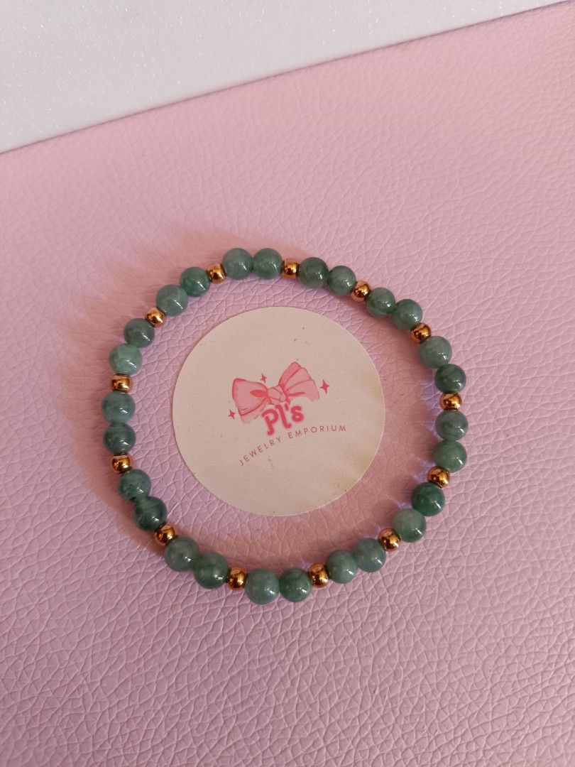 Grade A Real Jadeite Jade bracelet (Category: Bracelets) located in General Mariano Alvarez. Submitted by plsjewelryemporium (Listing ID 1463938790, Image 3). Description: 6MM Grade A Jade bracelet Jadeite 16.6CM 316L stainless steel rosegold balls lifetime use natural & untreated PHP 550 + SF MOP: Gcash MOD: J&t express and lalamove NO COD/COP.