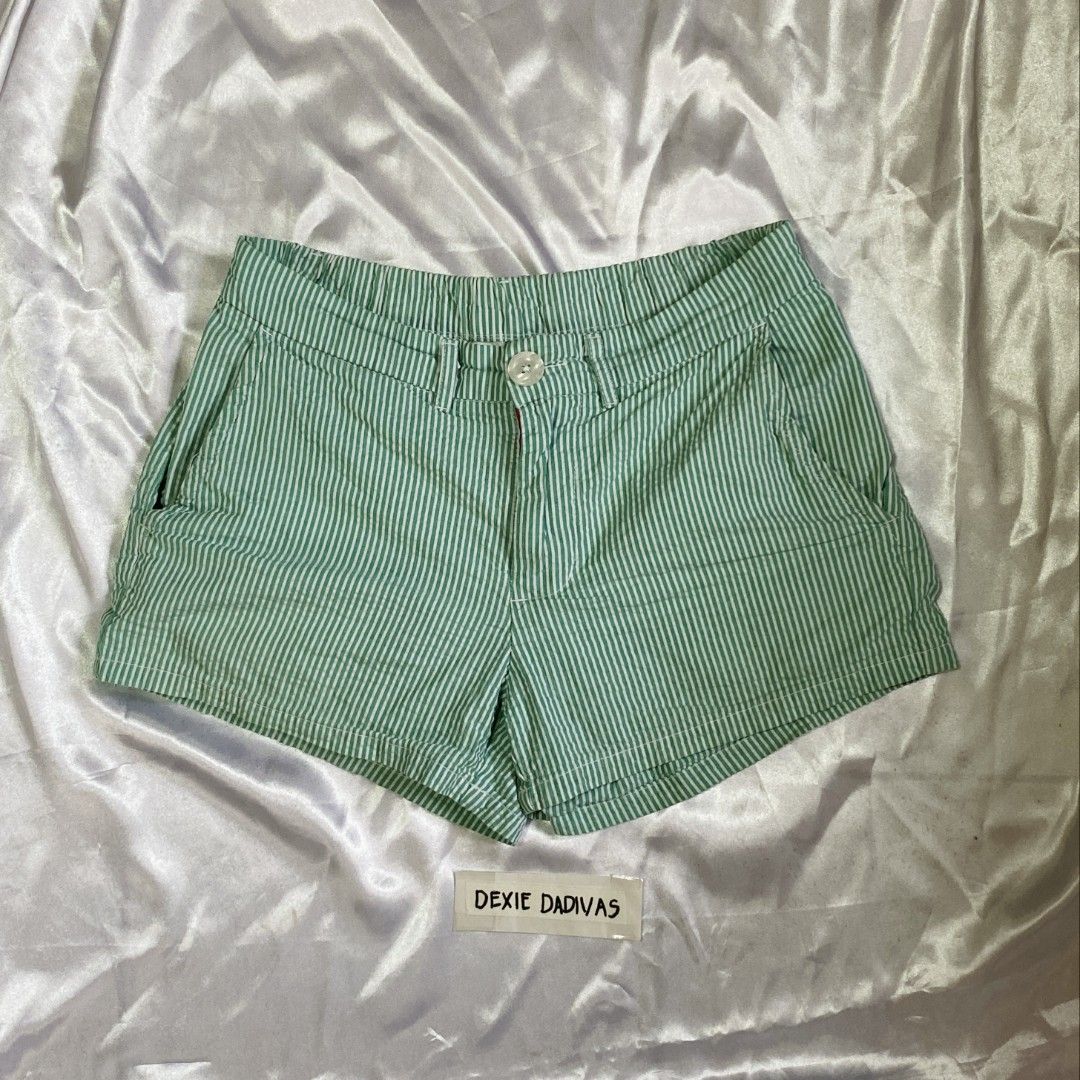 Green and White Striped Shorts (Category: Shorts) located in Roxas City. Submitted by xyddvs (Listing ID 1463939767, Image 1). Description: W 26-27 L 11.
