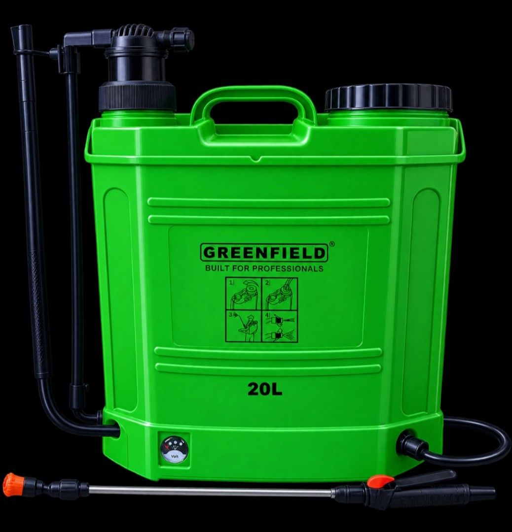 Greenfield 20L Electric Knapsack Sprayer (Category: Everything Else Others) located in Quezon City. Submitted by nispat (Listing ID 1463968302, Image 2). Description: - Greenfield 20L Electric Knapsack Sprayer - Built for professional use - Rechargeable battery powered - Adjustable nozzle for precise spraying - Multi-purpose: water, fertilizers, pesticides, cleaning detergents, solvents - Features both electric pump and manual function - Equipped