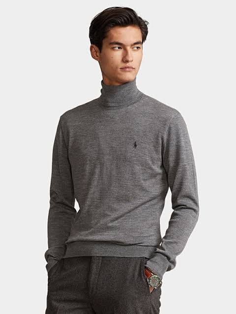 Grey Polo Ralph Lauren Turtleneck Sweater (Category: Longsleeves) located in Manila. Submitted by k1win4wi (Listing ID 1464069169, Image 2). Description: - Polo Ralph Lauren grey turtleneck sweater - Soft material, ideal for layering - Signature pony logo embroidered on chest - Classic fit for comfortable everyday wear - Versatile: pairs well with jeans or trousers.