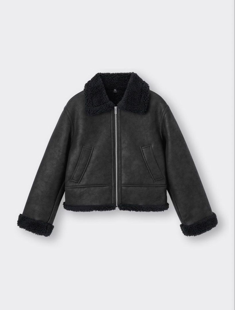 GU Faux Mouton Flight Jacket (Black) (Category: Coats, Jackets and Outerwear) located in Mabalacat. Submitted by __cakez (Listing ID 1463968531, Image 1). Description: GU Faux Mouton Flight Jacket (black), only used once [price negotiable] .