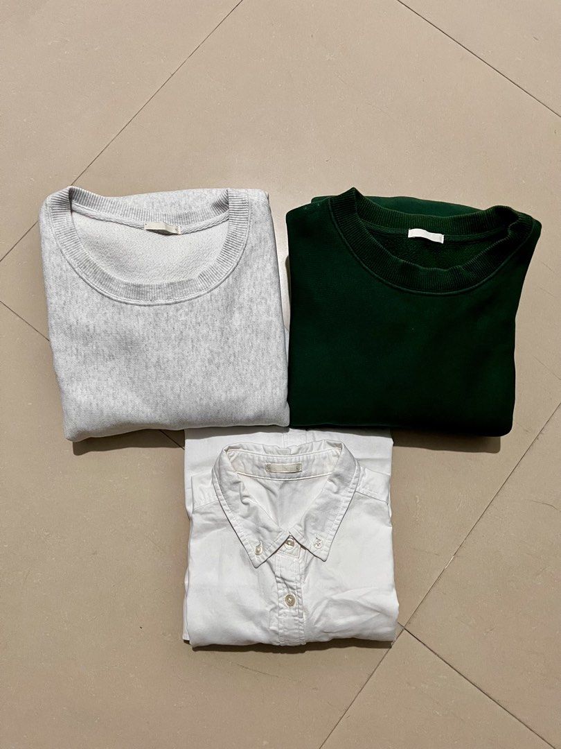 GU SWEATSHIRT & LONG SLEEVE (Category: Tshirts & Polo Shirts ) located in Magarao. Submitted by chalkzone20 (Listing ID 1463989801, Image 1). Description: Take 3 for 2k only *GU LIGHT GRAY SWEATSHIRT Excellent condition Size Medium on tag *GU DARK GREEN/OLIVE GREEN SWEATSHIRT Excellent condition Size Medium on tag *GU WHITE OXFORD LONGSLEEVES Excellent condition Size Large on tag DM📩.