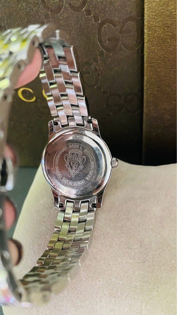 G.U.C.C.I 5500L Watch (Category: Women's Watches) located in Manila. Submitted by annafinds (Listing ID 1464063922, Image 3). Description: ₱13,500 Auth G.U.C.C.I 5500L Watch for Ladie’s -Black Roman Dial -Swiss Made -Stainless Steel -Quartz Movement -Small to Medium Wrist Size 17cm -In Excellent Condition 📌Disclaimer:📌 All Products, Names, Brands, and Logos are owned by their respective brand owners. We are not affiliated with the Brand feature