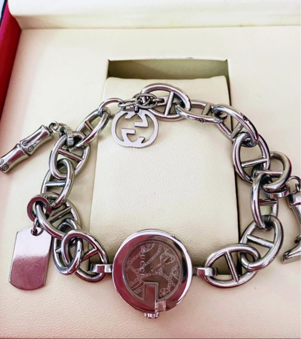 G.U.C.C.I Charm Watch (Category: Women's Watches) located in Manila. Submitted by annafinds (Listing ID 1464062913, Image 3). Description: ₱15,999 Auth G.U.C.C.I Charm Watch for Ladie’s -Sapphire Glass -Swiss Made -Quartz Movement -Small to Large Wrist Size -With Provided Box -In Excellent Condition 📌Disclaimer:📌 I Claim to be a Legit Watch Reseller. All Products, Names, Brands, and Logos are owned by their respective brand owners. We are not a