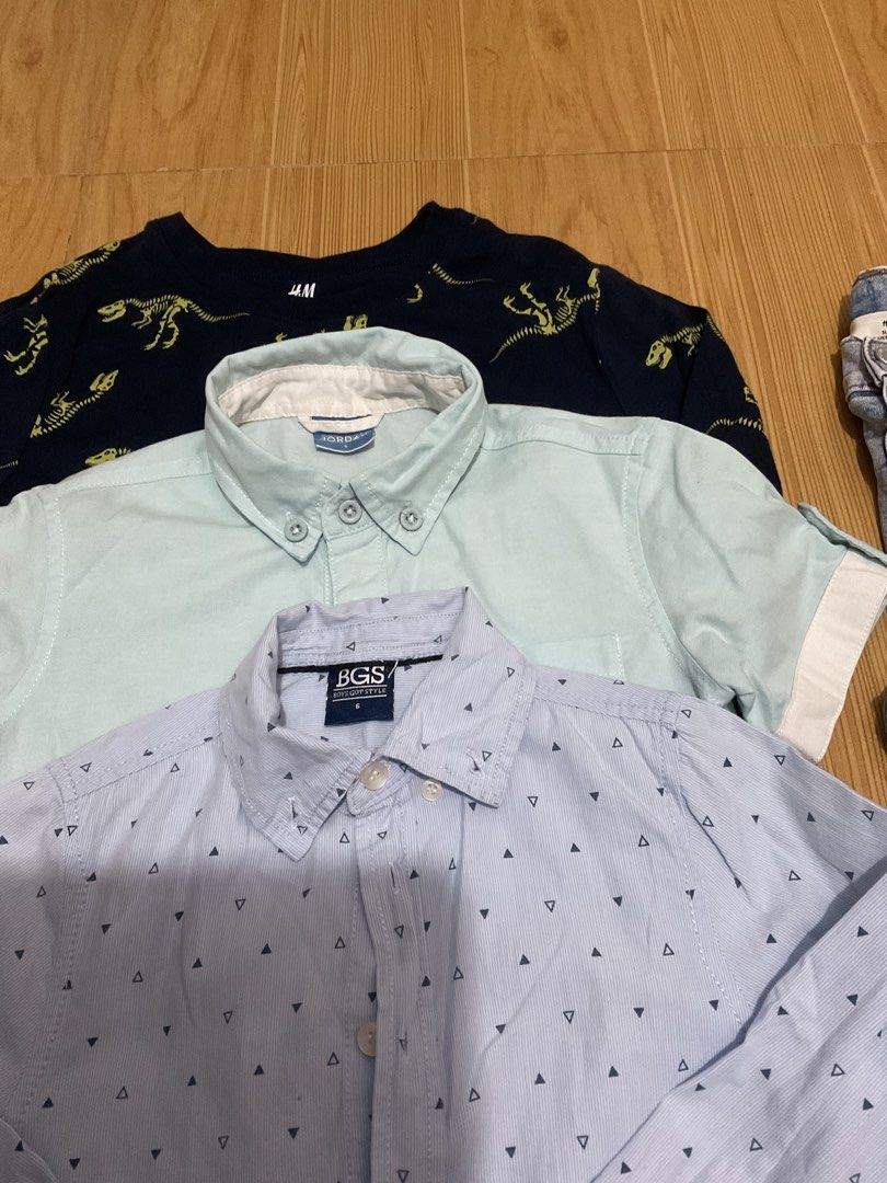 H&M, Gingersnaps, & Jordache Boys Bundle (5 Pcs) (Category: Babies & Kids Fashion) located in Cabanatuan. Submitted by dindin_7 (Listing ID 1464045621, Image 2). Description: FS: H&M, Gingersnaps, & Jordache Boys Bundle (5 Pcs) 5-Piece Boys OOTD Set: H&M Dino Tee (Navy) Jordache Polo Short-Sleeve (Mint Green) BGS Button-Down Long-Sleeve (Light Blue) Gingersnaps Chino Pants (Slate/Gray) H&M Slim Fit Denim Jeans (Light Wash) 📏 Size: 6-7 yrs old 💵
