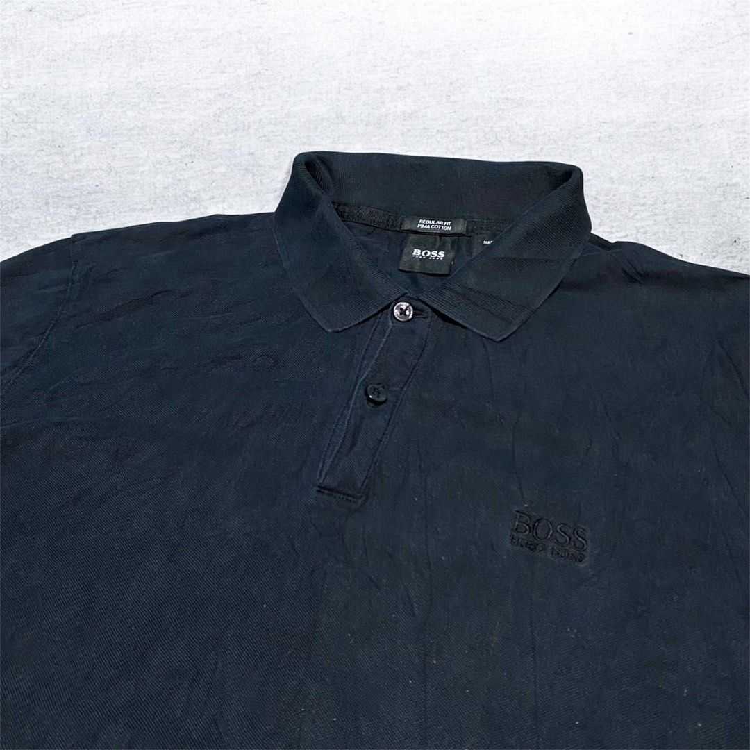 Hugo Boss polo shirt side logo (Category: Tshirts & Polo Shirts ) located in Las Pinas. Submitted by y2k_archievefinds (Listing ID 1463988681, Image 2). Description: AUTHENTIC 10/10 Color rate Like new condition No flaws WIDTH- 20 LENGTH- 28 DM📲📲📲📲.