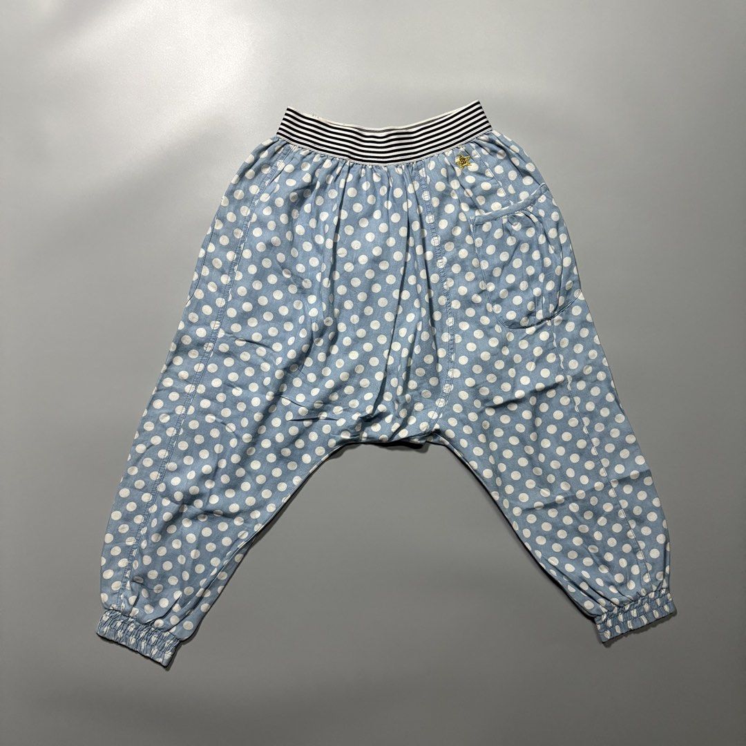 Hyoma 2000s Polka Dot Sarouel Harem Pants (Category: Other Bottoms) located in Tayabas. Submitted by tayabaskartell (Listing ID 1463964094, Image 1). Description: Hyoma 2000s Polka Dot Sarouel Harem Pants 2000s Hyoma drop-crotch sarouel pants with custom polka dots and embroidered star patch. Hyoma originated as the iconic mascot character created by Masahiro Nakagawa for his influential Japanese avant-garde label 20471120. Following the brand’s 