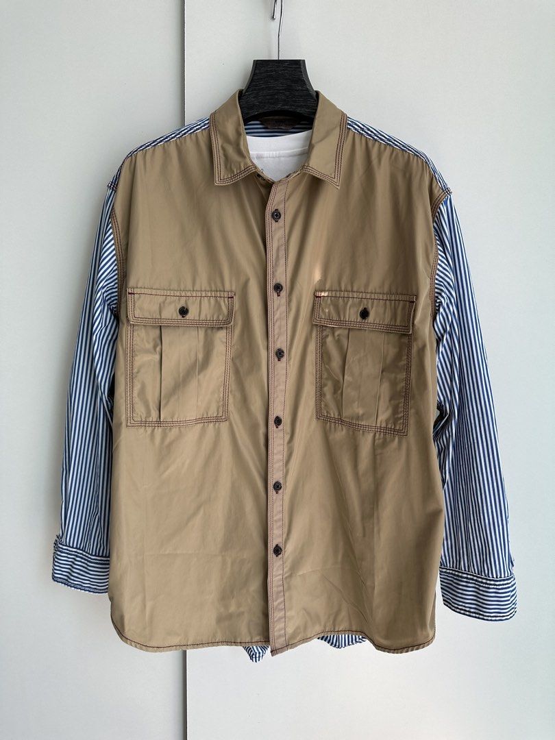 Initial （ patchwork Shacket ） （分類：T-shirt、恤衫、有領衫）位於 Hong Kong。 由 biondi917 提交（商品編號 1463969702，圖片 5）。簡介： Authentic, chest 60cm , length 72cm , patchwork It can be worn as a shirt or a jacket.。