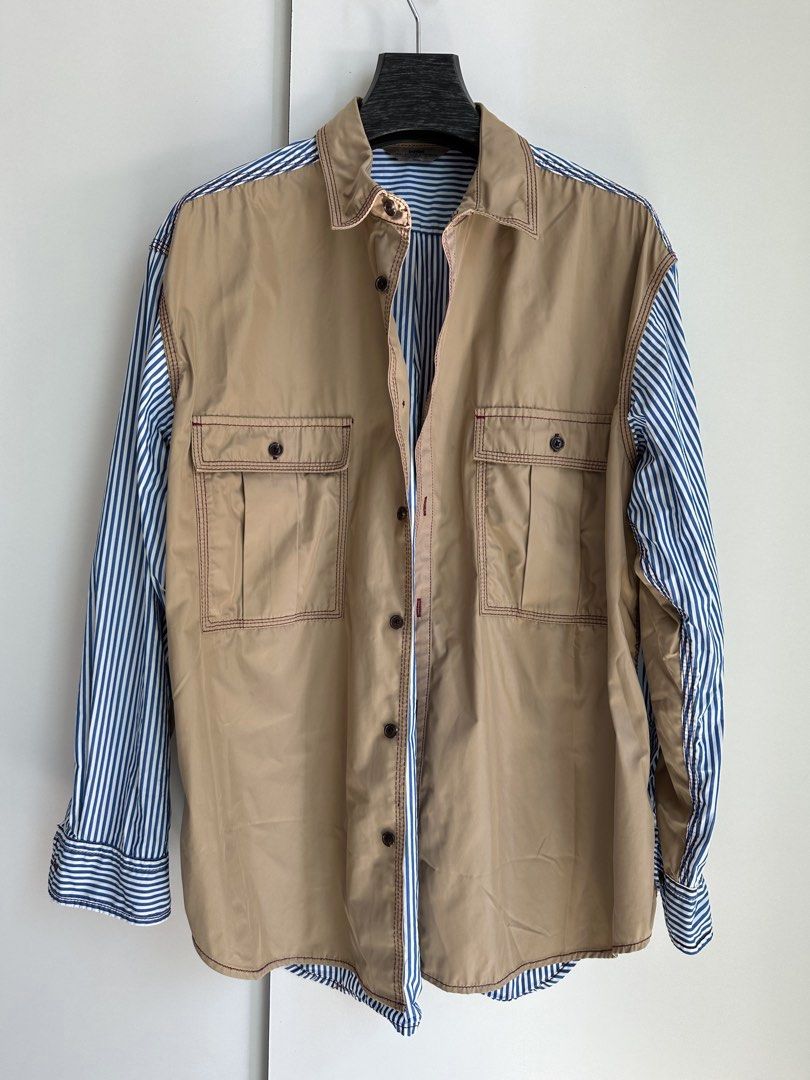 Initial （ patchwork Shacket ） （分類：T-shirt、恤衫、有領衫）位於 Hong Kong。 由 biondi917 提交（商品編號 1463969702，圖片 1）。簡介： Authentic, chest 60cm , length 72cm , patchwork It can be worn as a shirt or a jacket.。