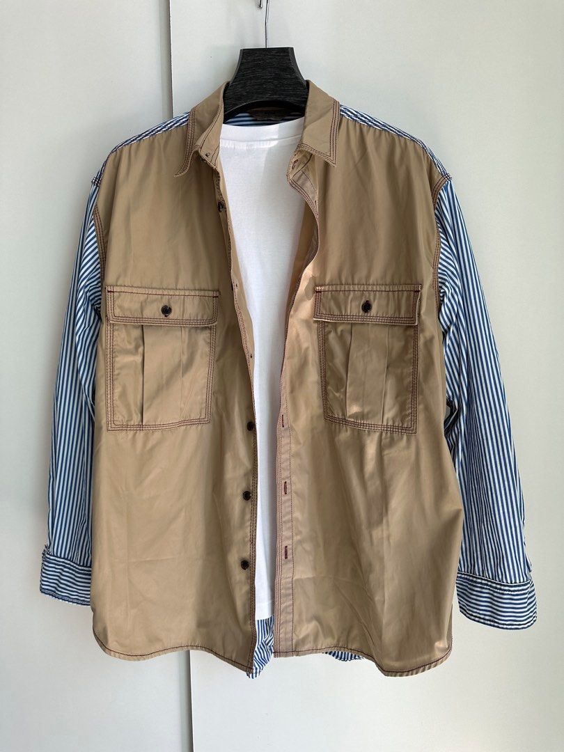 Initial （ patchwork Shacket ） （分類：T-shirt、恤衫、有領衫）位於 Hong Kong。 由 biondi917 提交（商品編號 1463969702，圖片 3）。簡介： Authentic, chest 60cm , length 72cm , patchwork It can be worn as a shirt or a jacket.。