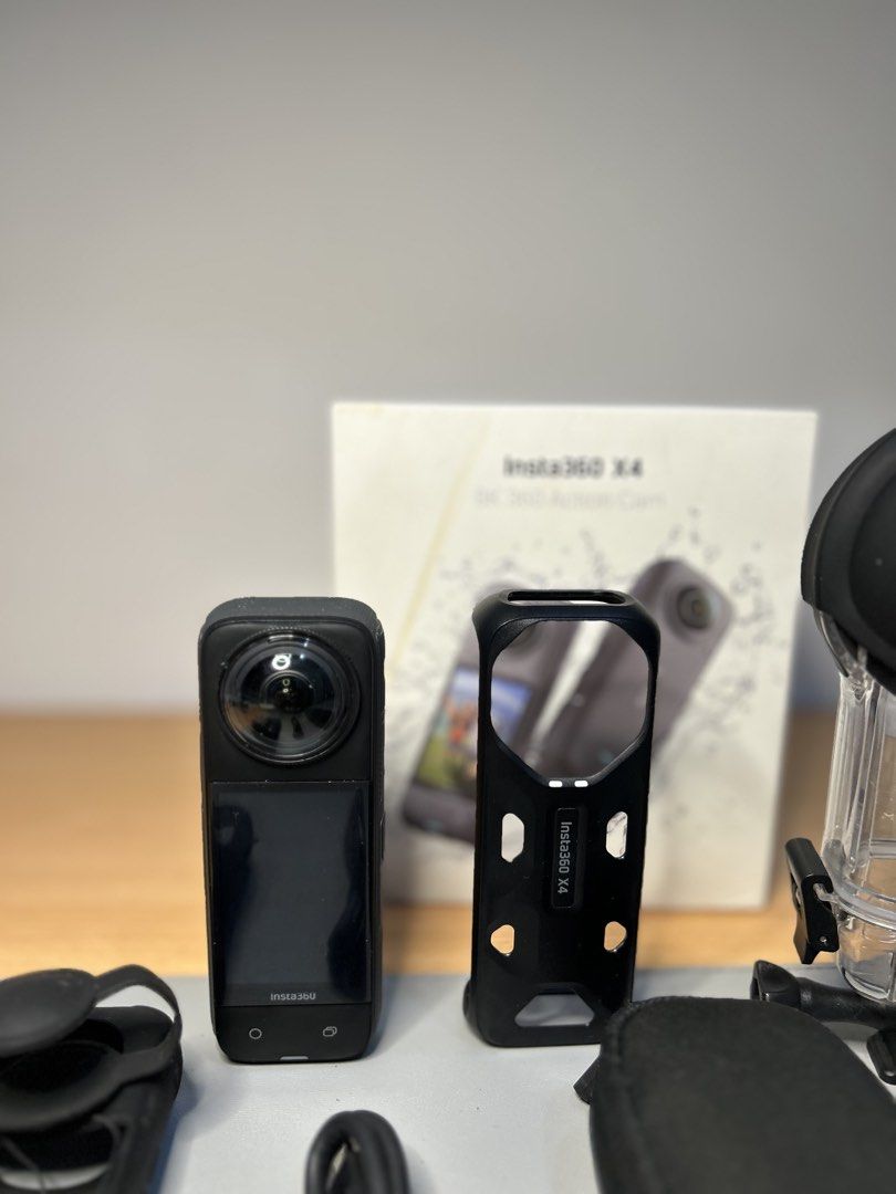 Insta360 X4 8K 360 Action Cam with Accessories (Category: Video Cameras) located in Angeles City. Submitted by edelle18 (Listing ID 1464131118, Image 2). Description: - Insta360 X4 8K 360 action camera - Includes: protective casing, charging cable, carrying pouch - Also comes with: dive case, lens cover - Ideal for capturing immersive adventure footage Invisible stick.