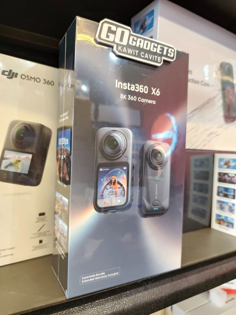 Insta360 X6 8K 360 Camera (Category: Cameras) located in Cavite. Submitted by jerickher83429 (Listing ID 1463995342, Image 1). Description: - Insta360 X6 360 Camera - Stunning 8K 50fps Video - 1-inch Imaging with Triple AI Chip - PureVideo Mode for Enhanced Low Light - Up to 140 Minutes of 8K 30fps Recording - Replaceable Lenses 2.0 - Includes Essentials Bundle - Extended Warranty Included.