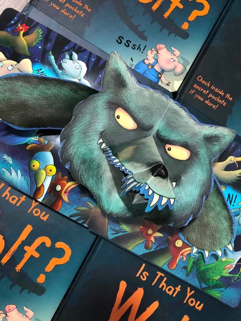 Is That You Wolf? Interactive Pop-Up Children's Book (Category: Children's Books) located in San Mateo. Submitted by gotchufinds (Listing ID 1463942425, Image 2). Description: - Fun interactive pop-up book for kids! - 'Is That You Wolf?' features secret pockets to explore. - Perfect for engaging story time. - Includes a playful wolf and other characters. - A delightful read for young children..