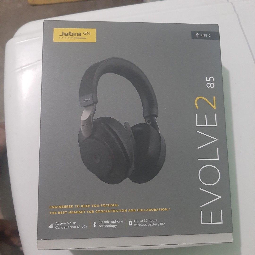 Jabra Evolve2 85 USB-C Headphones (Category: Headphones & Headsets) located in Manila. Submitted by max0016 (Listing ID 1464008428, Image 1). Description: Brand New - Jabra Evolve2 85 headphones with USB-C connection - Engineered for focus and collaboration - Features 10-microphone technology for clear calls - Advanced Active Noise Cancellation (ANC) for uninterrupted concentration - Enjoy up to 37 hours of wireless battery life on a single charg