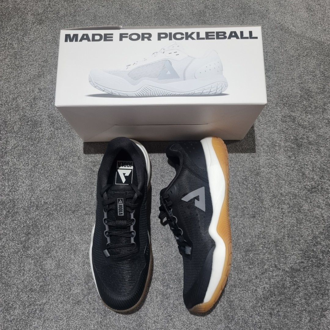JOOLA Pickleball Shoes (Category: Racket and Ball Sports) located in Quezon City. Submitted by thisisandysmith (Listing ID 1464060781, Image 1). Description: - JOOLA pickleball shoes - Color: Black with white and gum sole - Designed specifically for pickleball - Includes original box .