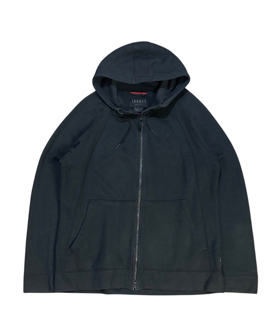 Jordan Black Zip-Up Hoodie (Category: Hoodies) located in Caloocan City. Submitted by mzcollection_349 (Listing ID 1463951835, Image 1). Description: - Black Jordan zip-up hoodie - Front zip closure - Two front pockets - Drawstring hood - Measurements: Approx. 24 inches pit to pit, 30 inches length - Ideal for everyday wear.