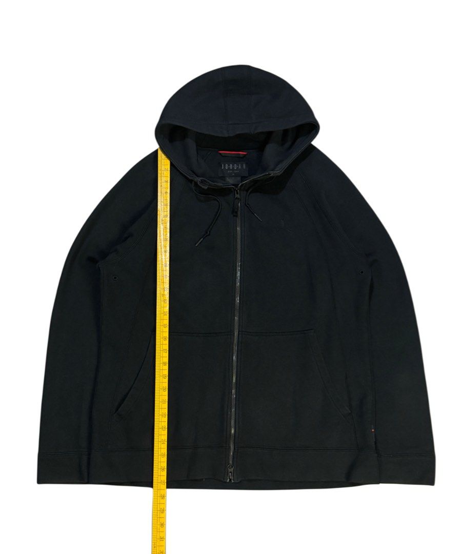 Jordan Black Zip-Up Hoodie (Category: Hoodies) located in Caloocan City. Submitted by mzcollection_349 (Listing ID 1463951835, Image 3). Description: - Black Jordan zip-up hoodie - Front zip closure - Two front pockets - Drawstring hood - Measurements: Approx. 24 inches pit to pit, 30 inches length - Ideal for everyday wear.