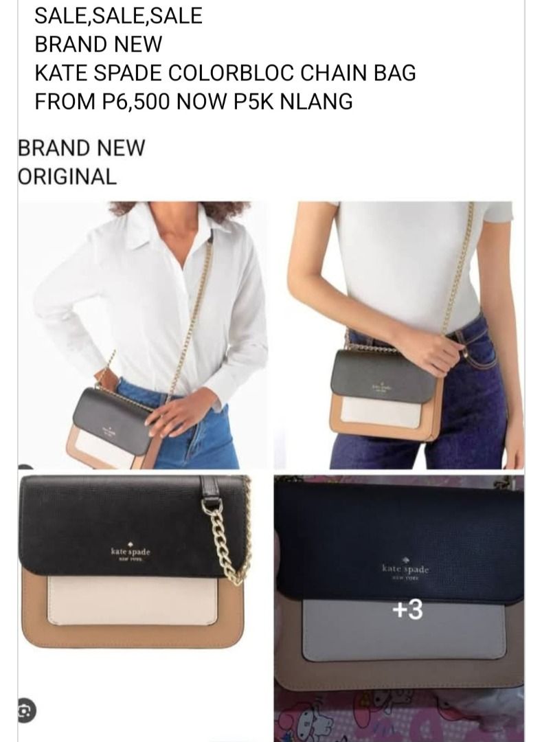Kate Spade Colorbloc Chain Bag (Category: Cross-body Bags) located in Manila. Submitted by katkween23 (Listing ID 1464037715, Image 1). Description: - Brand New & Original Kate Spade Colorbloc Chain Bag - Original Price: P6,500 - Selling Price: P5,000 - Amazing Deal - Don't Miss Out!.