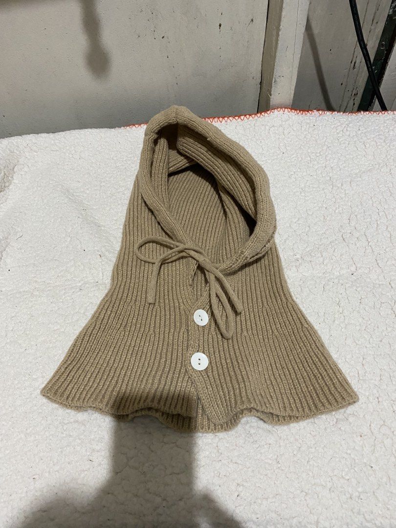 Knit Balaclava Hood with Buttons and Drawstring (Category: Coats, Jackets and Outerwear) located in Manila. Submitted by resi.diaz (Listing ID 1464083680, Image 1). Description: - Cozy knit balaclava hood - Ribbed texture - Flared hem - Two white buttons at the front - Drawstring tie closure - Ideal for keeping warm in winter - Versatile addition to your winter wardrobe.