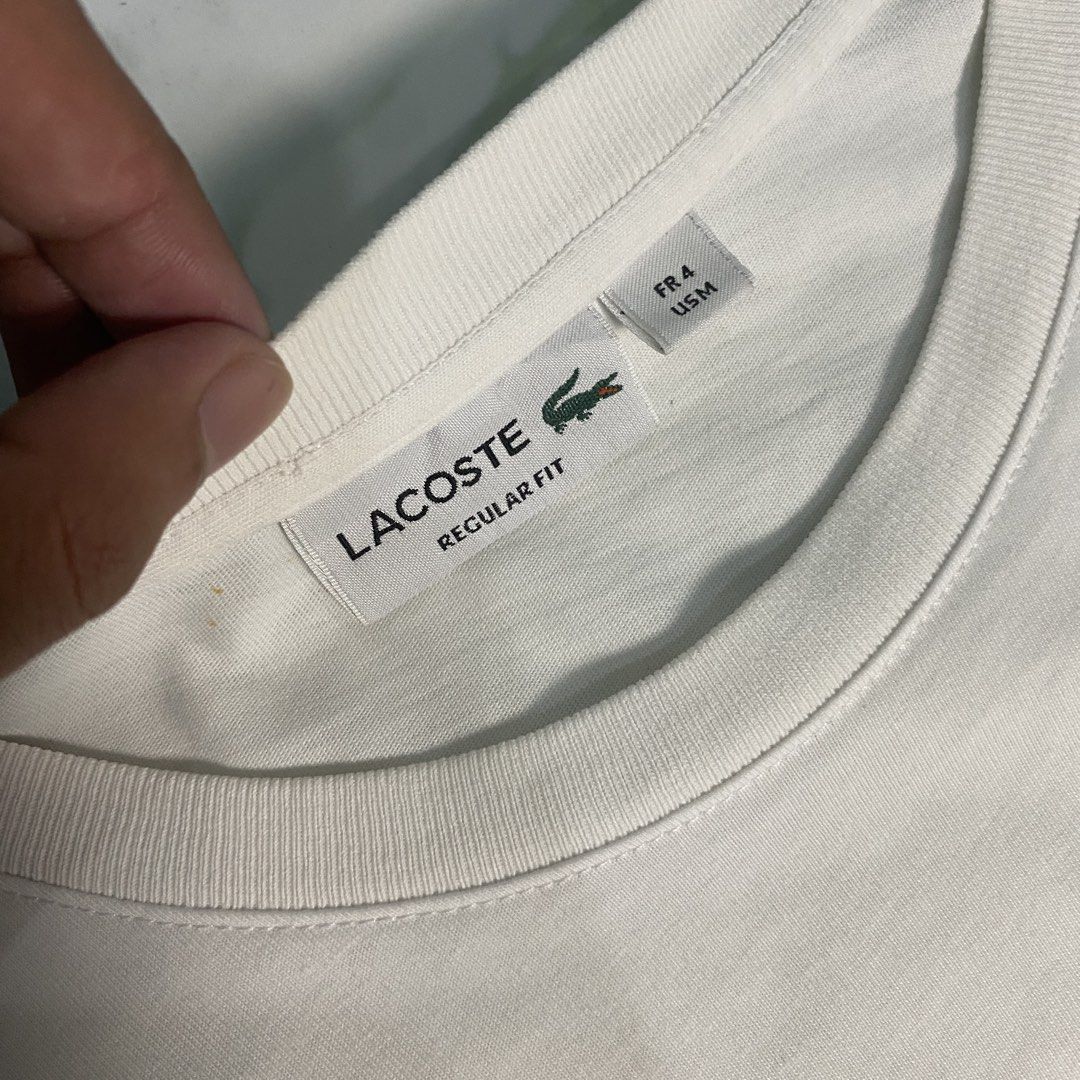 Lacoste (Category: Luxury Apparel) located in Digos. Submitted by thriftnigoy (Listing ID 1464010431, Image 3). Description: LACOSTE PM📥 Dimes: inches Width 19 length: 27 Best fit medium - Excellent condition - color rate 9.8 - small pinhole.