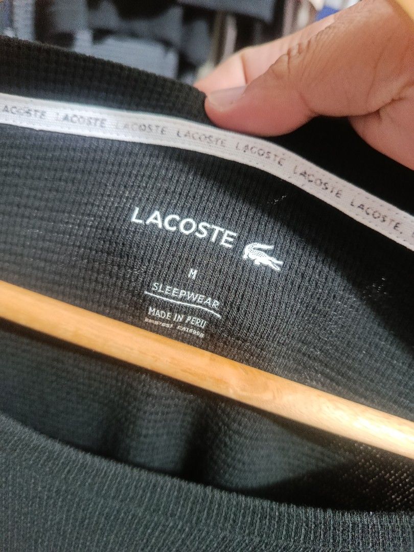 LACOSTE (Category: Luxury Apparel) located in Iloilo. Submitted by _lemornosnas02 (Listing ID 1464013310, Image 3). Description: LACOSTE black long-sleeve waffle knit sleepwear -MEDIUM ON TAGS -DIMES 23X29 -CR 10/10 -NO ISSUE -LOCATION ILOILO -PLUS SHIP VIA LBC.