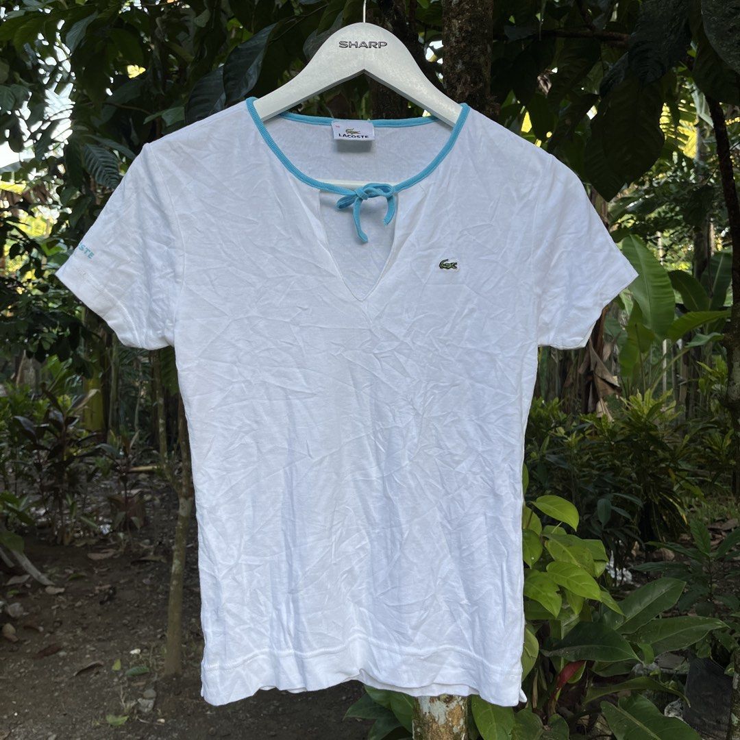 lacoste v neck tops (Category: Blouses) located in Malay. Submitted by oplt_dept. (Listing ID 1464032009, Image 1). Description: -as new condition -luxury essentials -size:38 -width:18 -length:23 -made in france.