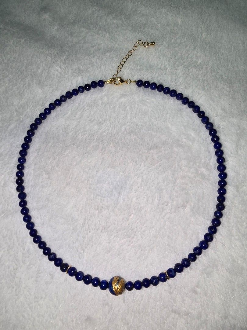Lapis Lazuli Necklace with Gold Accent (Category: Necklaces) located in Santa Rosa. Submitted by crystal1.0 (Listing ID 1464050428, Image 1). Description: lapis lazuli ball charm. 16 inches + extender chain. 5mm size of beads..