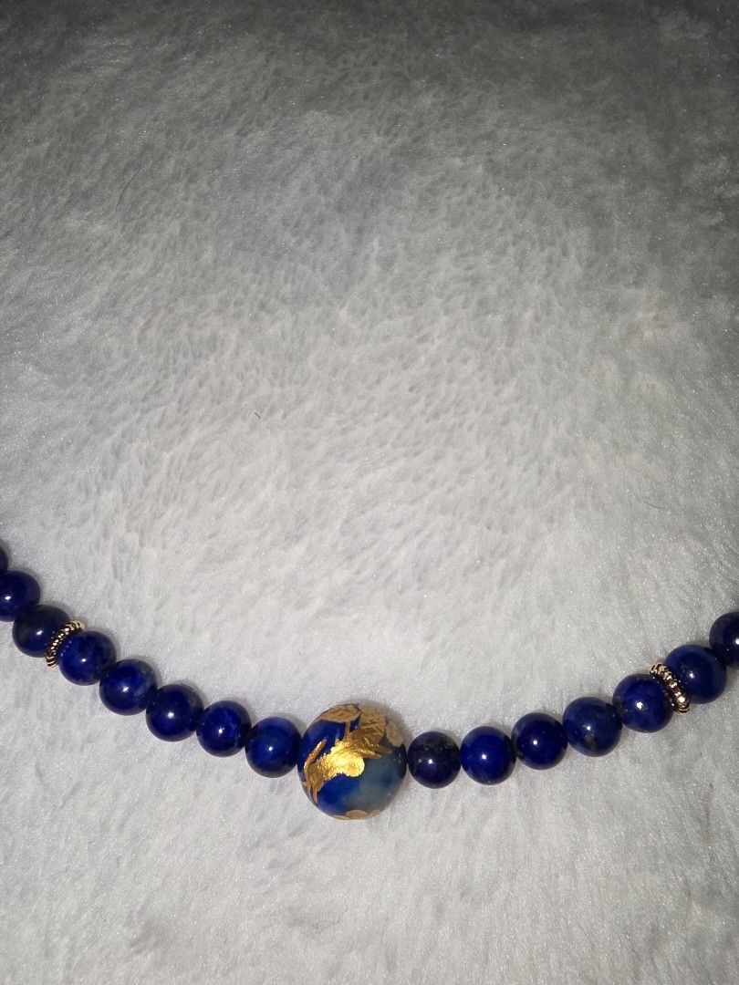 Lapis Lazuli Necklace with Gold Accent (Category: Necklaces) located in Santa Rosa. Submitted by crystal1.0 (Listing ID 1464050428, Image 2). Description: lapis lazuli ball charm. 16 inches + extender chain. 5mm size of beads..