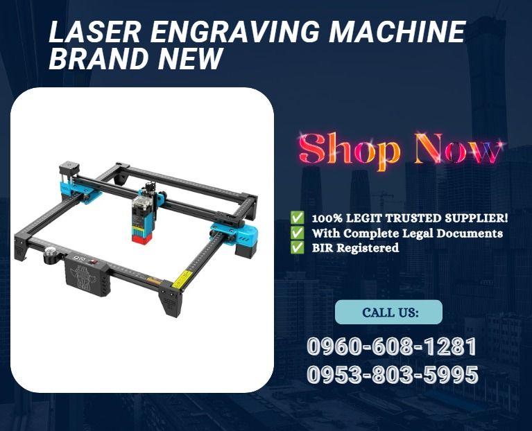 laser engraving machine brand new (Category: Other Home Appliances) located in Caloocan City. Submitted by javierchec55656 (Listing ID 1463942314, Image 1). Description: Laser source: LD+FAC+C-Lens technology, the spot is as small as 0.08mm, engraving works are more delicate. *Laser Power: 5.5w *Input Power: 40w *Laser Wavelength: 445 ± 5nm *Engraving Accuracy: 0.1mm *Engraving Speed: 10000mm / min *Software Support System: MAC, Windows *Machine 