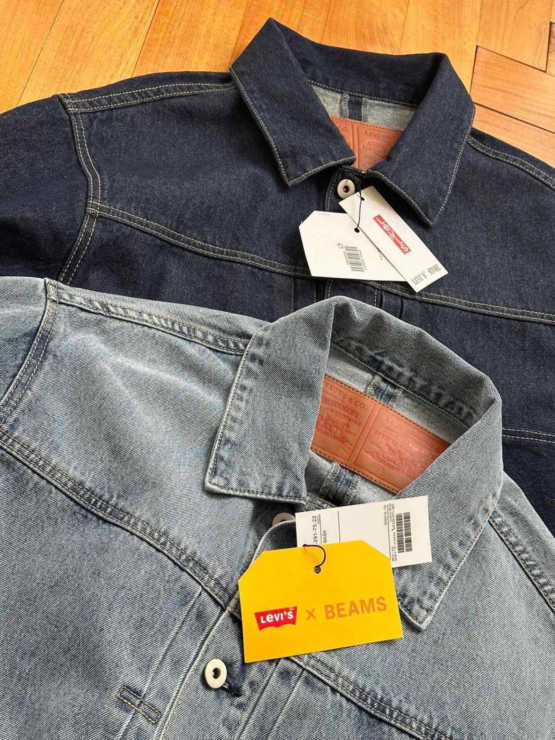 全新Levi's 牛仔褸 LEVIS × BEAMS SUPER WIDE TRUCKER聯名 牛仔夾克LEVIS jacket × BEAMS jacket LEVIS 外套× BEAMS 外套 LEVIS 牛仔外套× BEAMS 牛仔外套 （分類：牛仔褲）位於 Hong Kong。 由 Lammama 提交（商品編號 1464086211，圖片 9）。簡介： M~xxl 深牛仔藍 淺牛仔藍 🌘聯名款牛仔水洗面料 尺碼錶：175 120穿m合適 M: 胸圍125肩寬55 衣長63 L: 胸圍129肩寬57 衣長65 xl: 胸圍133 肩寬59衣長67 Xxl: 胸圍137 肩寬61衣長69 訂貨需要1-2星期 可以Payme AlipayHK FPS 銀行轉賬 衣服2件95折 3件9折 。