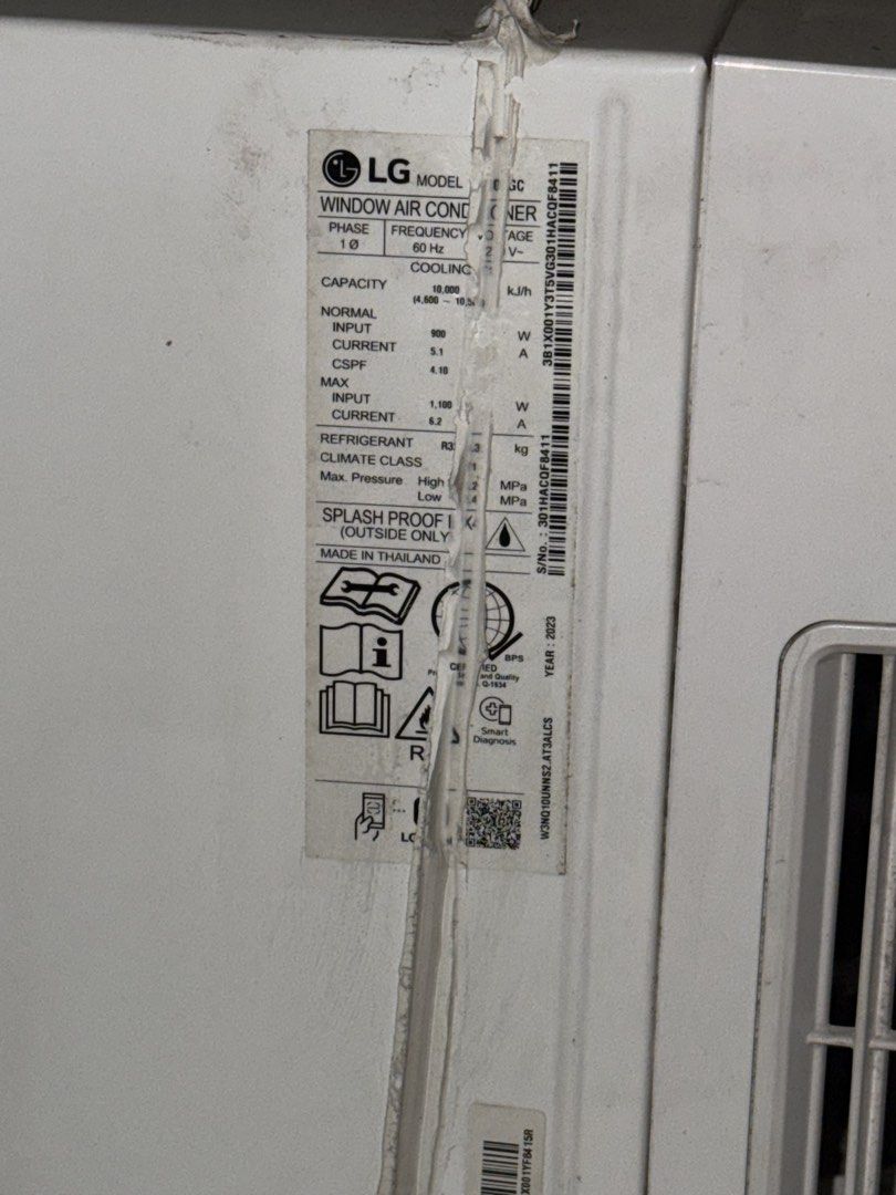 LG Window Smart Air Conditioner [NEGOTIABLE] (Category: Air Conditioning and Heating) located in Cavite. Submitted by somethingzzz (Listing ID 1464008418, Image 2). Description: - LG Window Air Conditioner - 10,000 BTU Cooling Capacity - Model: GC-10000 - Color: White - Made in Thailand - Ideal for cooling rooms - Selling as is.