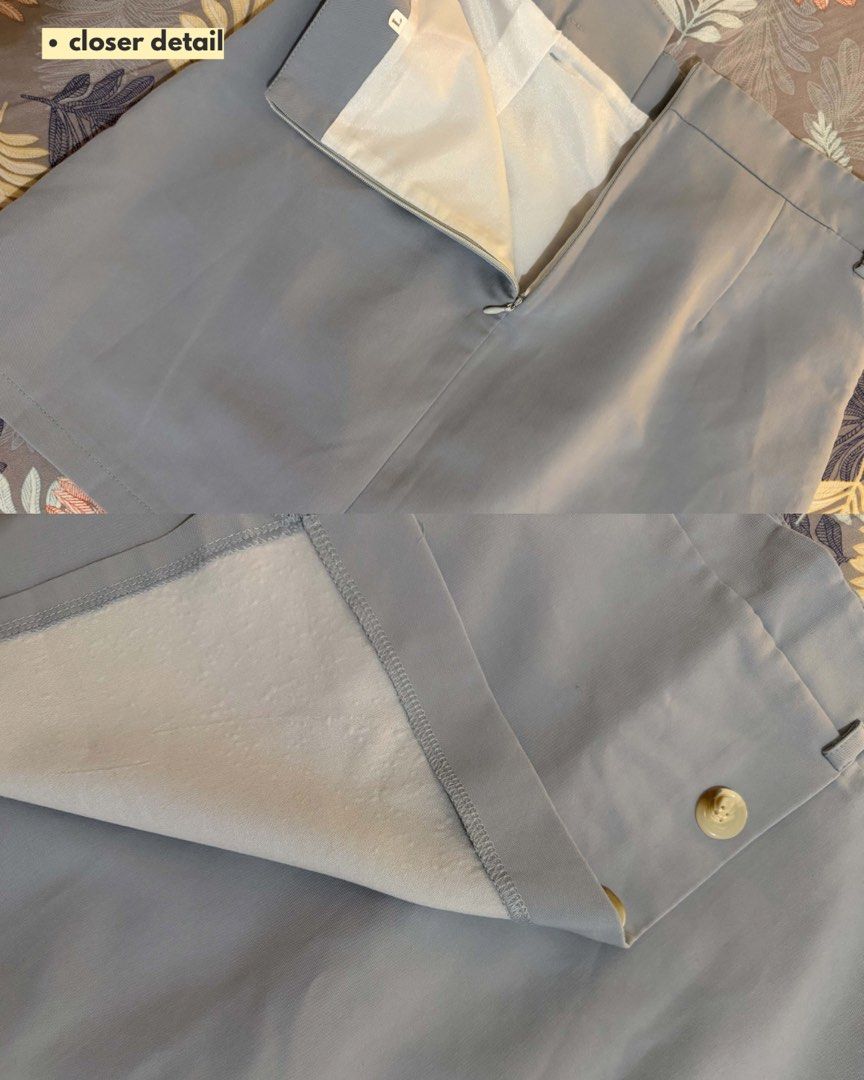 Light Blue A-Line Button Skirt (Category: Skirts) located in Subic. Submitted by ciesells (Listing ID 1463946473, Image 2). Description: Waist: 30-31 Hips: 36 Length: 17 - Buttons are for design only - With white inner - Working back zipper mop: bpi/maya/maribank.