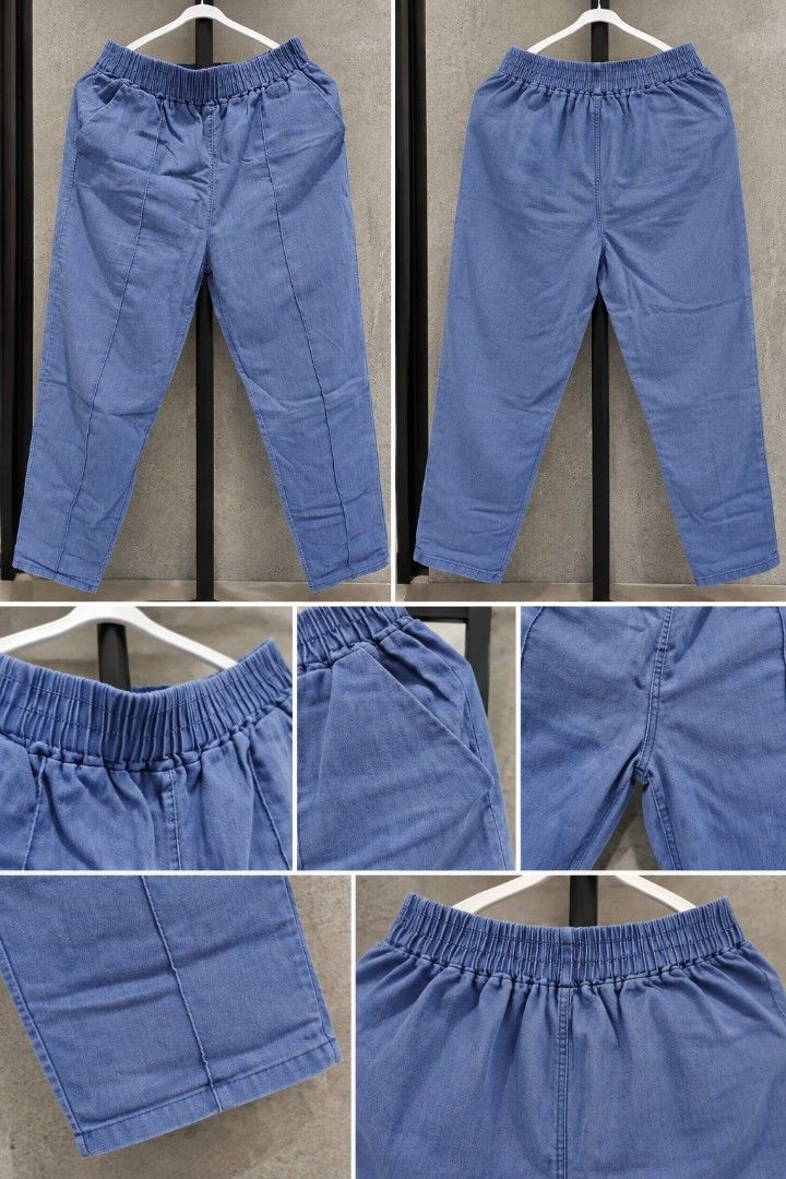 Light Blue Denim Elastic Waist Pants (Category: Jeans) located in Taguig. Submitted by roniquefinds (Listing ID 1463941487, Image 1). Description: - 33-34 Waist - no when worn photos.