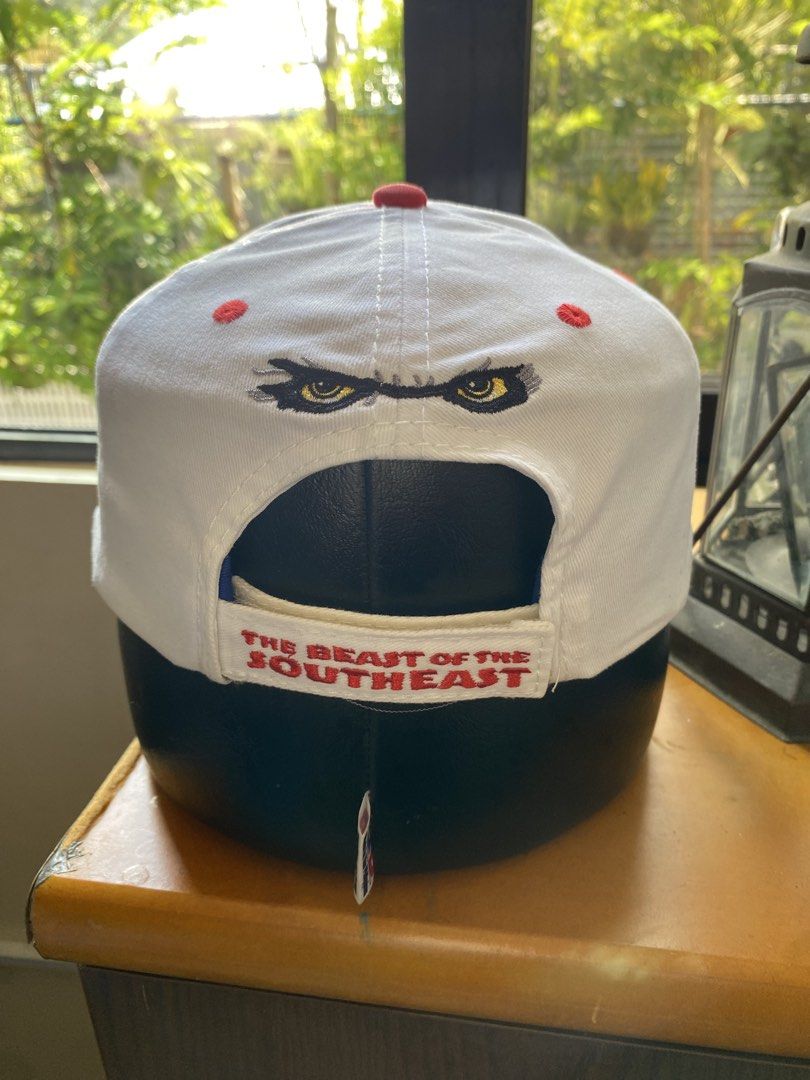 Lowe's Motor Speedway Charlotte Flames Cap (Category: Caps & Hats) located in Iloilo. Submitted by jlpogi27 (Listing ID 1463982943, Image 3). Description: - White cap with blue and red flame accents. - Features the Lowe's Motor Speedway Charlotte logo on the front. - Back of the cap has embroidered eyes and the text 'The Beast of the Southeast'. - Adjustable strap for a comfortable and secure fit. - Ideal for any NASCAR or racing enthusiast..