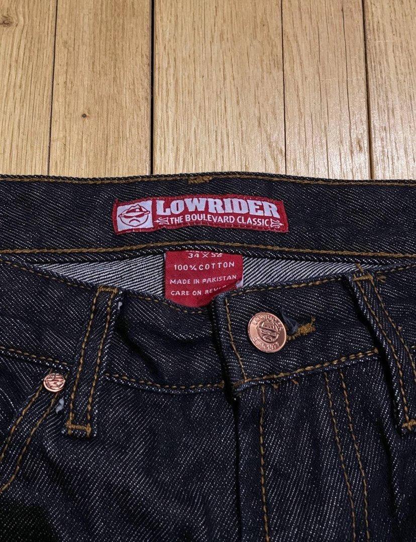 Lowrider The Boulevard Classic Denim (Category: Shorts) located in Manila. Submitted by tygaangub1096 (Listing ID 1463975802, Image 3). Description: - Lowrider denim shorts. - Dark wash, raw hem. - Made from 100% cotton in Pakistan. Features a cool graphic print on the inner pockets. - Classic fit, great for casual wear. - 34 waist 22 length - Altered - Freeshipping.